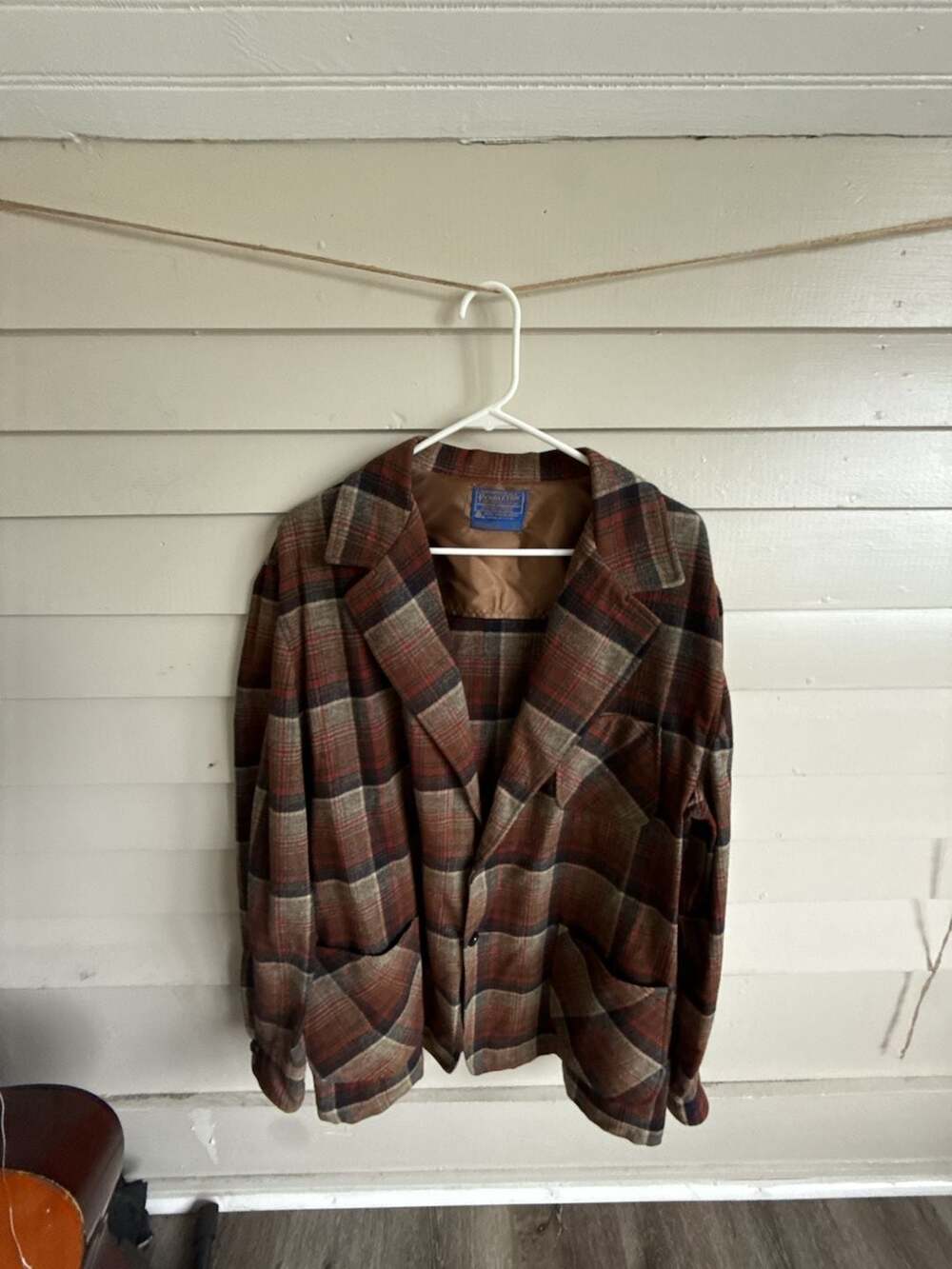 Vintage Fall 🍁 Pendleton pure Wool Jacket Size 2X Brown Plaid Virgin Wool